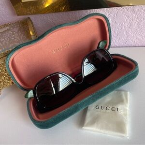 GUCCI GG0341S Sunglasses – Black with Green and Red Side | Immaculate Condition
